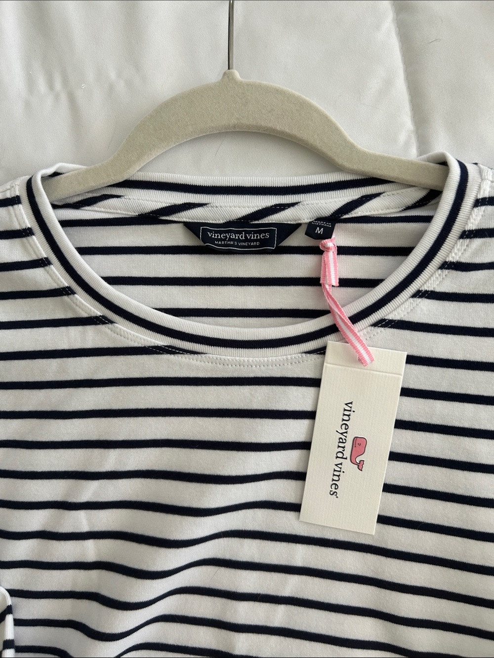 Vineyard Vines White and Navy Striped Long-Sleeve Tee - Picture 5 of 6